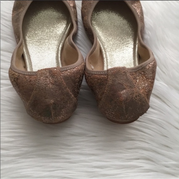 Stuart Weitzman Frisky Scrunch Penny Ballet Flats 9.5 Crackled Gold - Picture 7 of 8
